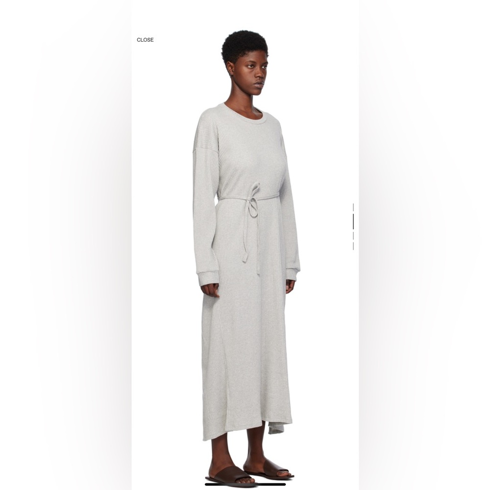 Gray Ribbed Knit Midi Dress - Picture 2 of 6